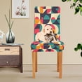 thumbnail image 4 of Yayeee 4 Pack Dining Chair Covers Stretch Parson Chairs Slipcovers Seat Protector, Retro Geometric, 4 of 6
