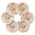 thumbnail image 7 of Yayeee 6 PCS Drink Coasters with Holder Set Woven Absorbent Round Tabletop Hot Pad, Gray Cute Flower, 7 of 7