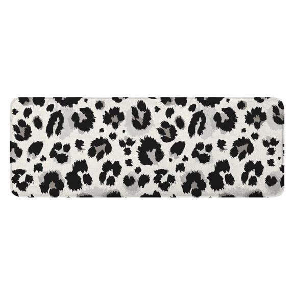 Black and White Leopard Pattern Kitchen Rug Mat,Kitchen Runner Rugs Non Skid Washable,Decorative Kitchen Floor Mats for Kitchen,Sink,Laundry,17"x47.2"