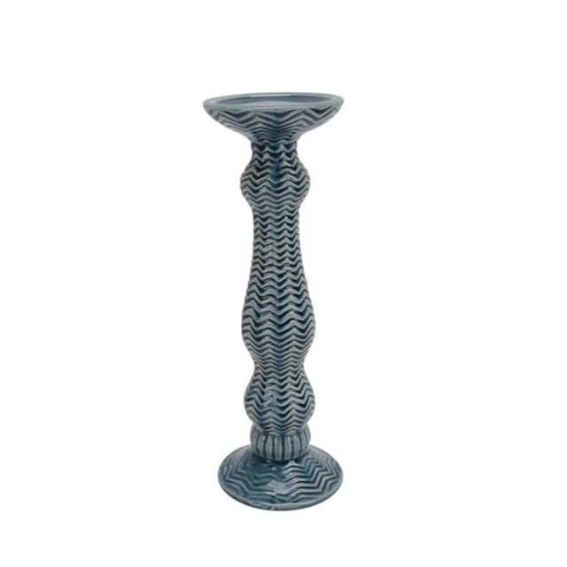 Benzara BM163224 Old-Style Ceramic Candle Holder, Blue
