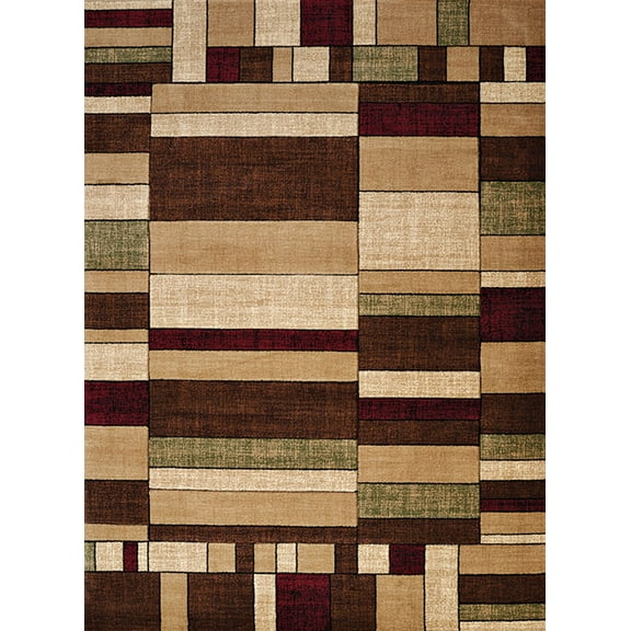 Designer Home Ourve Area Rug 702 33775 Echelon Multi Boxes Rows 5' 3" x 7' 6" Rectangle