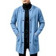 thumbnail image 2 of TRUNZI Men's Button Down Fleece Coats Long Sleeves Open Front Crewneck Casual Warm Fall Winter Jackets with Side Pockets,Light Blue,Size 3XL, 2 of 7