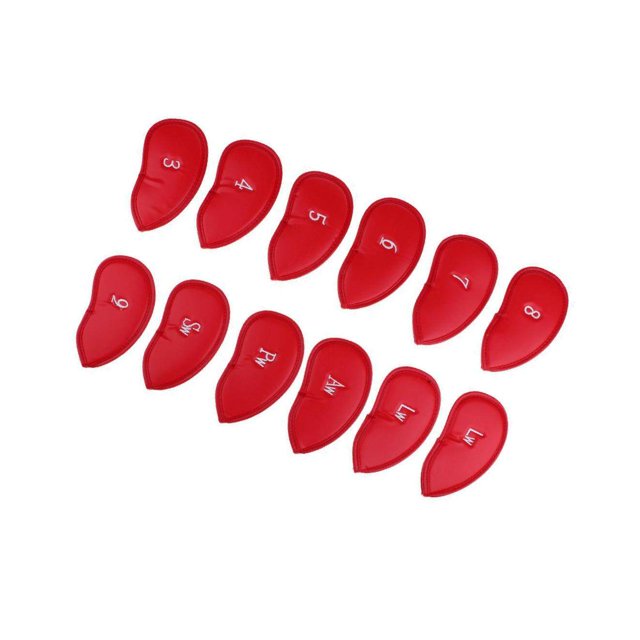 facefd 12 Pièces Imperméable en Cuir PU Golf Couvre-Tête de Tête de Fer Ensemble Rouge