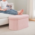 thumbnail image 3 of PINPLUS Storage Ottoman Bench Tufted Oval Ottoman Bench Foot Rest Velvet Bench with Storage 30" Pink, 3 of 6