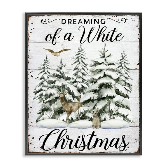 Stupell Industries White Christmas Forest Holiday Painting Black Framed Art Prints Wall Art, 11 x 14