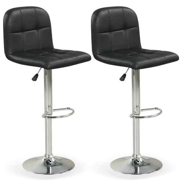 Gymax Swivel Bar Stools Set of 2 w/ Backrests Footrests & Metal Base for Kitchen Black