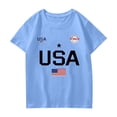 thumbnail image 5 of CCRFTGI 4th of July Tops for Child Girls Size 10-12 USA Shirts 250&nbsp;Anniversary USA Flag Summer Patriotic Tunic Blouses Independence Day Girls Clothes Tshirts Light Blue 7-8 Years, 5 of 6