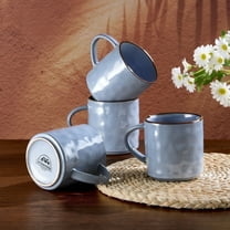 Vesteel Coffee Cups Set of 4, 14oz Ceramic Mugs Set with Handle, Porcelain Mug for Latte Tea Beer Hot Cocoa, Dishwasher & Microwave Safe, Uranus Blue