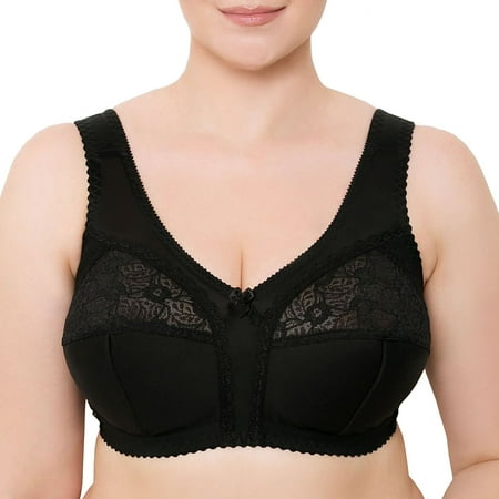

Wireless Plus Size Bra Wide Strap Unlined Minimizer Full Coverage 36 38 40 42 44 46 48 50 52 / C D E F G H I ( 36D Black)