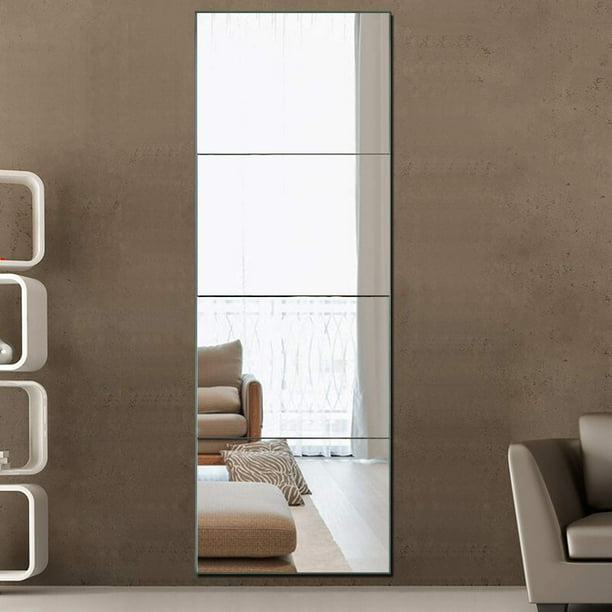 Neutype Frameless Full Length Mirror Wall Tiles Set Of 4 Large Size Rectangular Glass Flat Decoration Mirrors For Bathroom Living Room Or Bedroom 12 X 16 Piece Com - Mirrored Wall Tiles Large