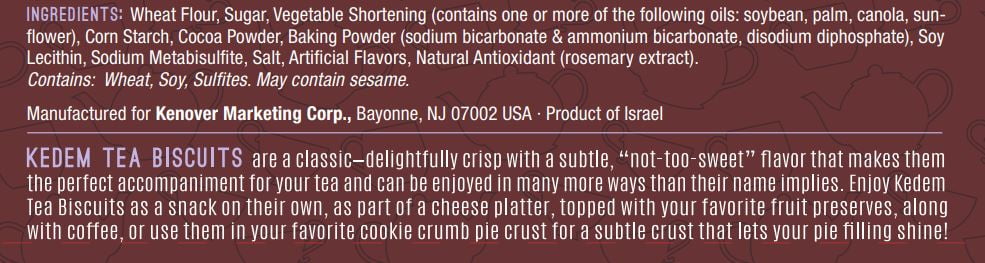 Kedem Tea Biscuits Chocolate Flavor, 4.2oz