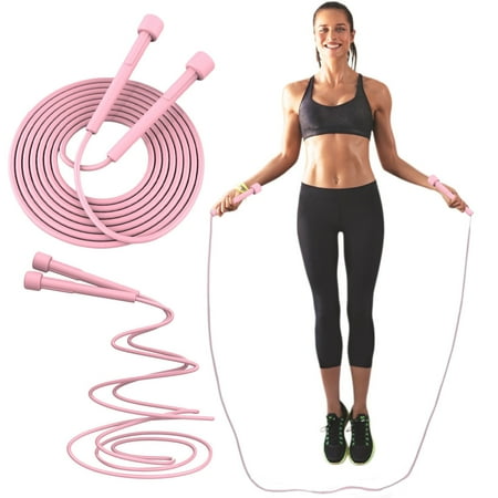 Jump Rope for Fitness - Adjustable Speed Rope Skipping Rope, Knot--Free PVC Long Jump Rope with Non-Slip Handles, Workout Cardio Endurances for Men, Kids and Women (Pink)