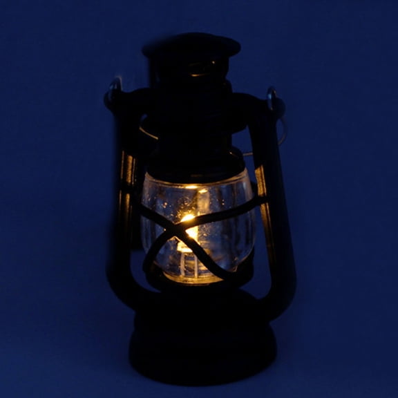 Toyvian Retro Oil Lantern for Dollhouse Black PP Soft Illumination 2Pcs