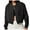 Black, variant on adviicd Women's Spring Bomber Jackets Long Sleeve Cropped Button Down Casual Coat with Pockets Navy, M