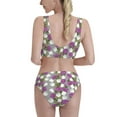 thumbnail image 3 of Daiia Rose Flowers printed 2 piece Swimsuit Bikinis for Women High Waisted Racerback Bathing Suits Summer Tummy Control Scoop Neck Swimwear-Small, 3 of 8