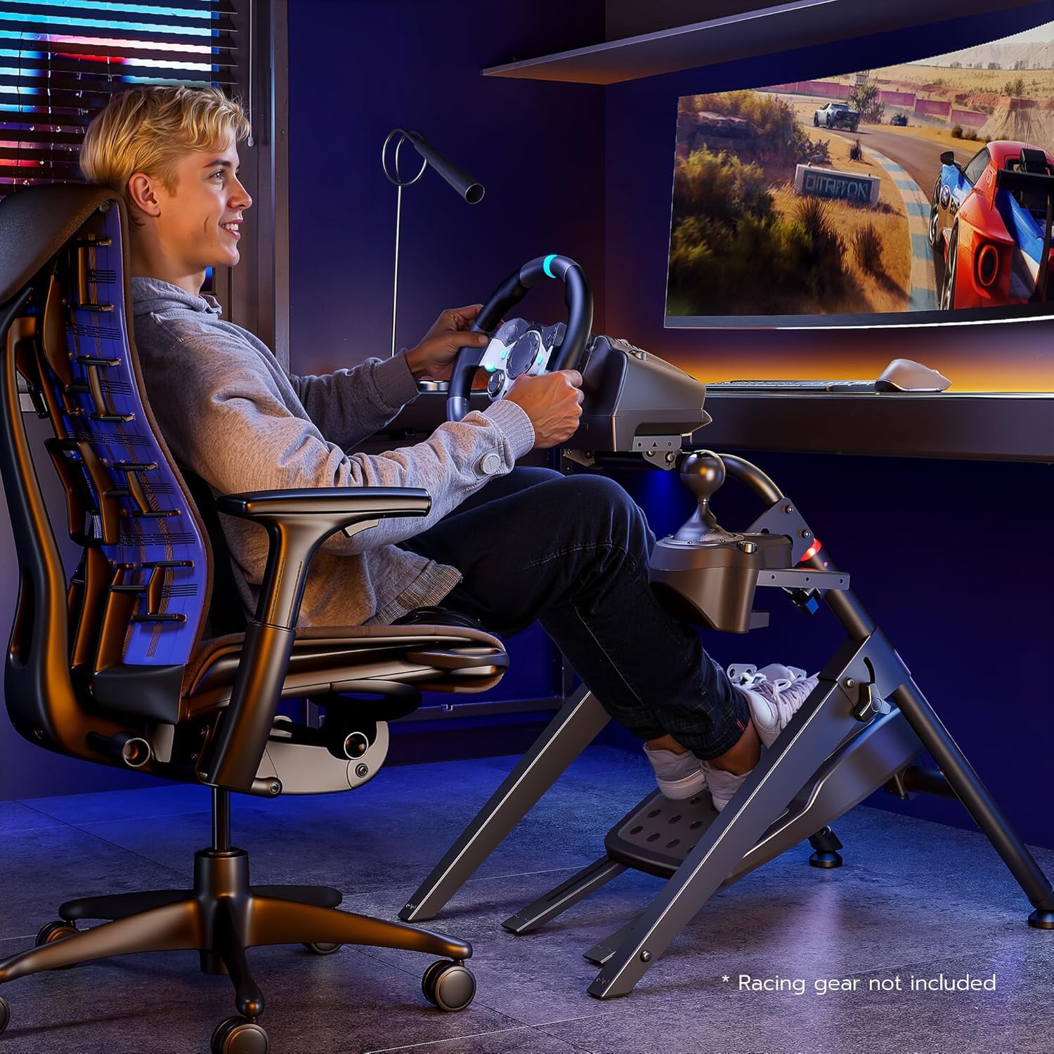 ARES WING Foldable Sim Racing Wheel Stand, Universal Racing Simulator Cockpit for PS5 PS4 Xbox PC, Adjustable Formula & GT Wheel Stand Compatible with Fanatec Thrustmaster Logitech Moza
