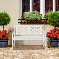 thumbnail image 6 of Zimtown 47" Patio Wood Bench,Garden Bench with Decorative Back Bench for Lawn,Yard,Park ,White, 6 of 6