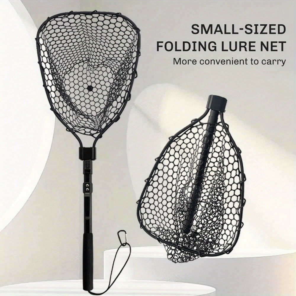 Collapsible Fly Fishing Landing Net with Soft Rubber Mesh, Safe Catch & Release Design, Aluminum Alloy Frame, Comfort EVA Handle and Durable Carabiner