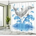 thumbnail image 5 of Ambesonne Dolphin Shower Curtain, Animal Sealife Cartoon, 69"Wx70"L, Blue Grey, 5 of 5
