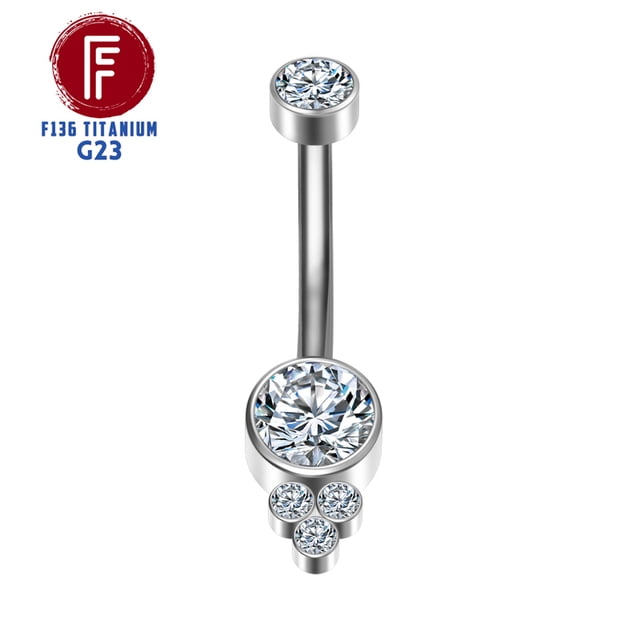 F136 Titanium Navel Piercing Zircon Diaphragm Clicker Hinge Segment Charming Belly Button Ring Body Jewelry Woman Accessories FGS
