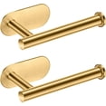 thumbnail image 1 of Portarrollos de papel higiénico dorado autoadhesivo, acero inoxidable SUS 304, portarrollos de papel higiénico sin taladrar, oro cepillado para baño/lavabo/cocina (dorado, 2 piezas), 1 of 4