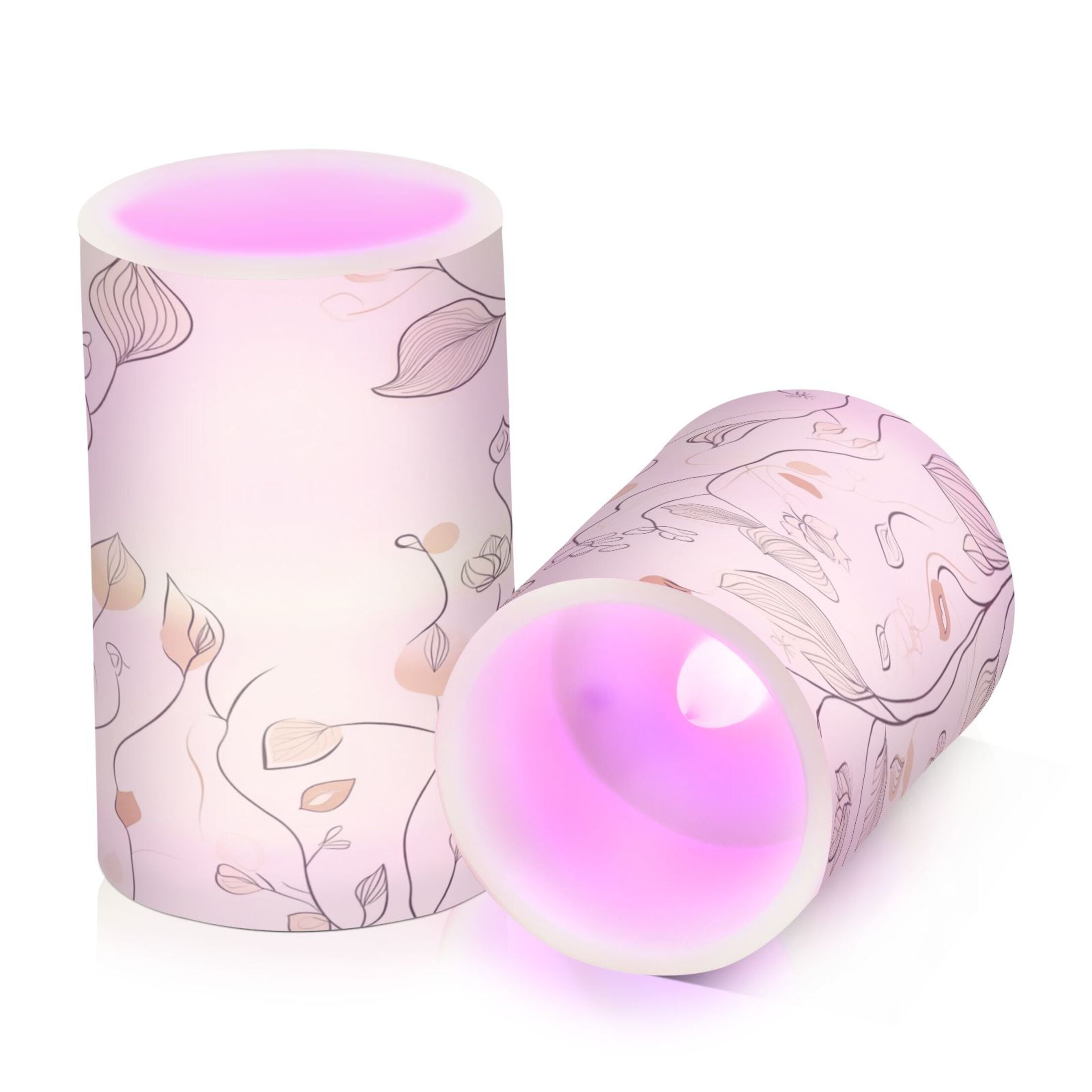 Flameless Candles Lights, Pack of two LED Lights, Dimmable LED Pillar Candles Battery Operated, Flames Remote Control Elegant Simple Line Art