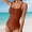 Brown, variant on Swimsuits for Women, High Cut Thong Bathing Suit Solid Color Pleated Suspender Fashionable Swimsuit Tummy Control Swim Romper Bikini Sets for Women, Mint Green S