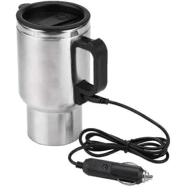 Car Heating Cup, Stainless Steel Travel Heating Cup, Electric Heated Coffee Mug For Heating Water, Coffee, Milk And Tea With Charger, 450ml, 12v