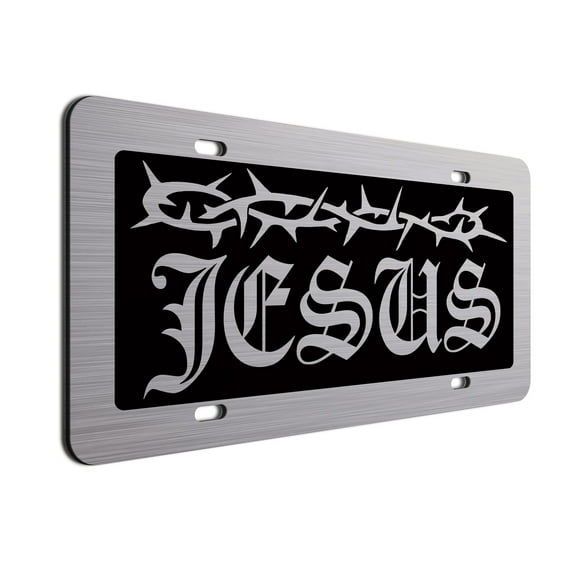 Jesus Brushed Aluminum ACM Car Tag Choice of Colors with This Christian License Plate Universal Fit Handcrafted