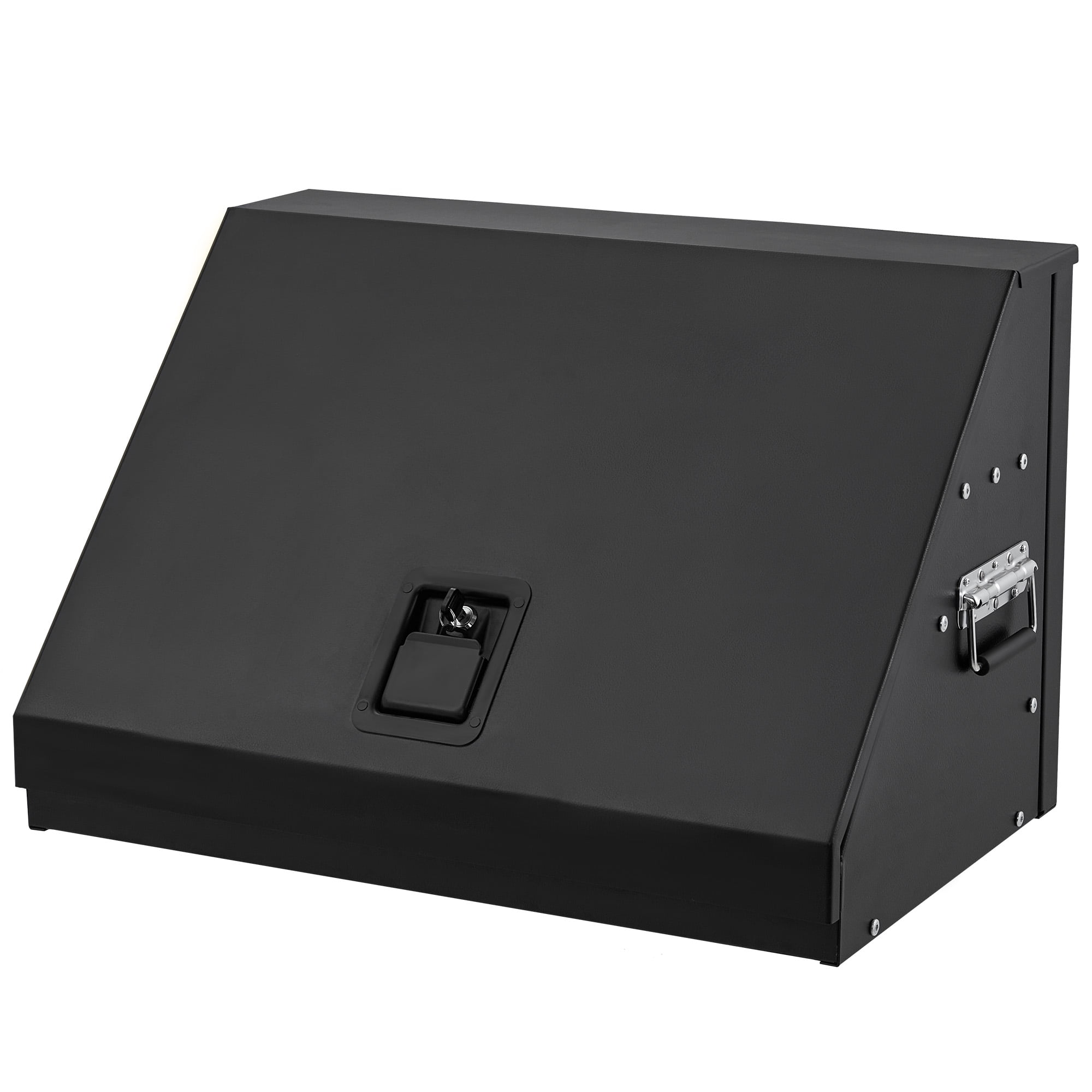 HOMREST 26in Portable Triangle Toolbox, Heavy Duty Steel Tool Box,Truck Toolbox with Weather-Resistant Finish, Lockable Latches & Carry Handle for Garage and Workshop(BLACK)