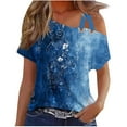 thumbnail image 1 of Tops de Ajuste Suelto para las Mujeres Moda Impresa Doble Suspensión Manga Corta Top Suelto, Blusa Casual Ligera, 1 of 5