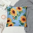 thumbnail image 2 of Pratyus Sunflowers Leaves Blue Background Modern Farmhouse Rustic Decorative Couch Pillow Cases with Zipper Home Decor Short Plush Summer Pillow Covers 1PC 24x24in, 2 of 5