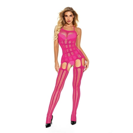 Generic Sexy Lingerie Women s Open Crotch Free off Hollow-out Camisole See-through Sexy Fishnet Stockings One-Piece Stockings Temptation One-Piece Fishnet Clothes