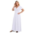 thumbnail image 5 of POSESHE Women Plus Size V Neck Short Sleeve Evening Dress, Elegant Party Maxi Dress, 5 of 6