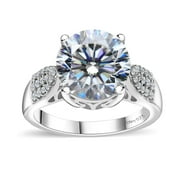 Shop LC Strontium Titanate Moissanite Round 925 Sterling Silver Platinum Plated Ring for Women Jewelry Size 8 Ct 5 Gifts for Women