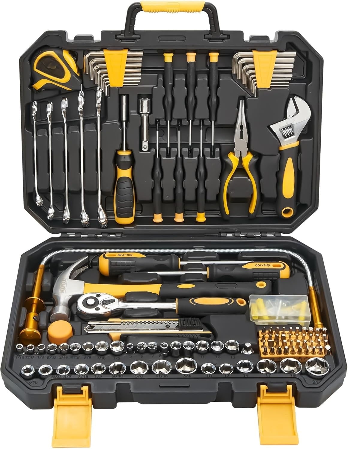 159 Piece Tools Kit, Tool Box Set for Mechanic and Car, General Household Tool Kit, Basic Tool Kit for Home Auto Repair, Plastic Toolbox Storage Case