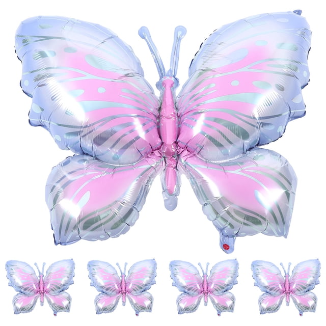 5 globos inflables de aluminio con forma de mariposa para decoración de fiestas de cumpleaños.