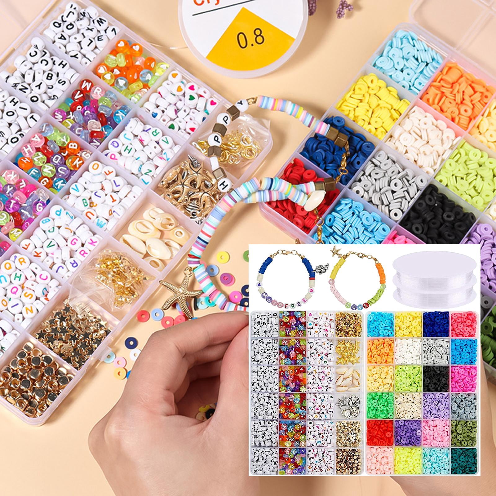 GUOOL Clay Beads Kit- Beads for Jewelry Making - Flat Clay Spacer Beads for Jewelry Finding, Bracelets Necklace Earring crafts Kit (6mm, 7048 Pcs)
