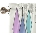 thumbnail image 5 of Curtain Valances for Windows, Retro Mid-Century Geometry Beige Purple Teal Diamond Pattern Rod Pocket Valance Window Treatments Short Curtains for Kitchen Bathroom Living Room 54 x 18 Inches, 1 Panel, 5 of 6