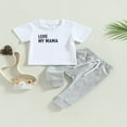 thumbnail image 2 of Mothers Day Baby Boy Outfit LOVE MY MAMA Print Short Sleeve T-Shirt Top Solid Drawstring Pants 2Pcs Summer Clothes, 2 of 8
