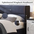 thumbnail image 3 of Relax & Rejuvenate Queen Size Lift up Storage Bed, Upholstered Platform Bed Frame with Modern Linen Fabric Wingback Headboard, Wood Slats Support, Noiseless, No Box Spring Needed, Dark Grey, 3 of 7