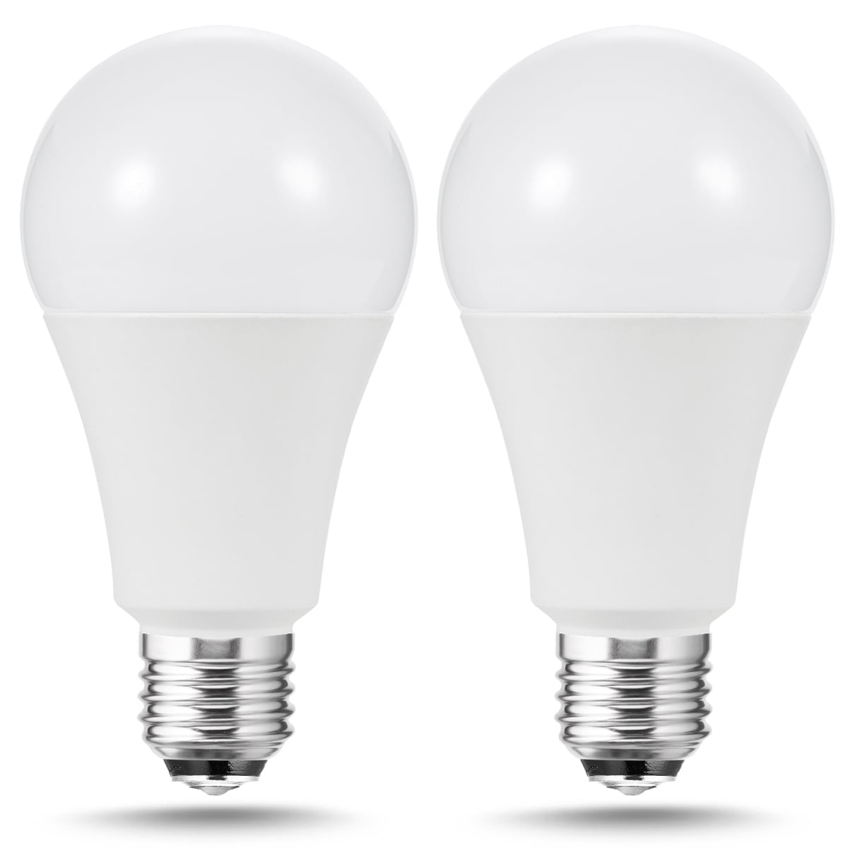 3 Way LED Light Bulbs 50-100-150W Equivalent Daylight White 5000K E26 Medium Base 600lm-1250lm-1850lm, 2 Pack 3866093, image size:1200x1200
