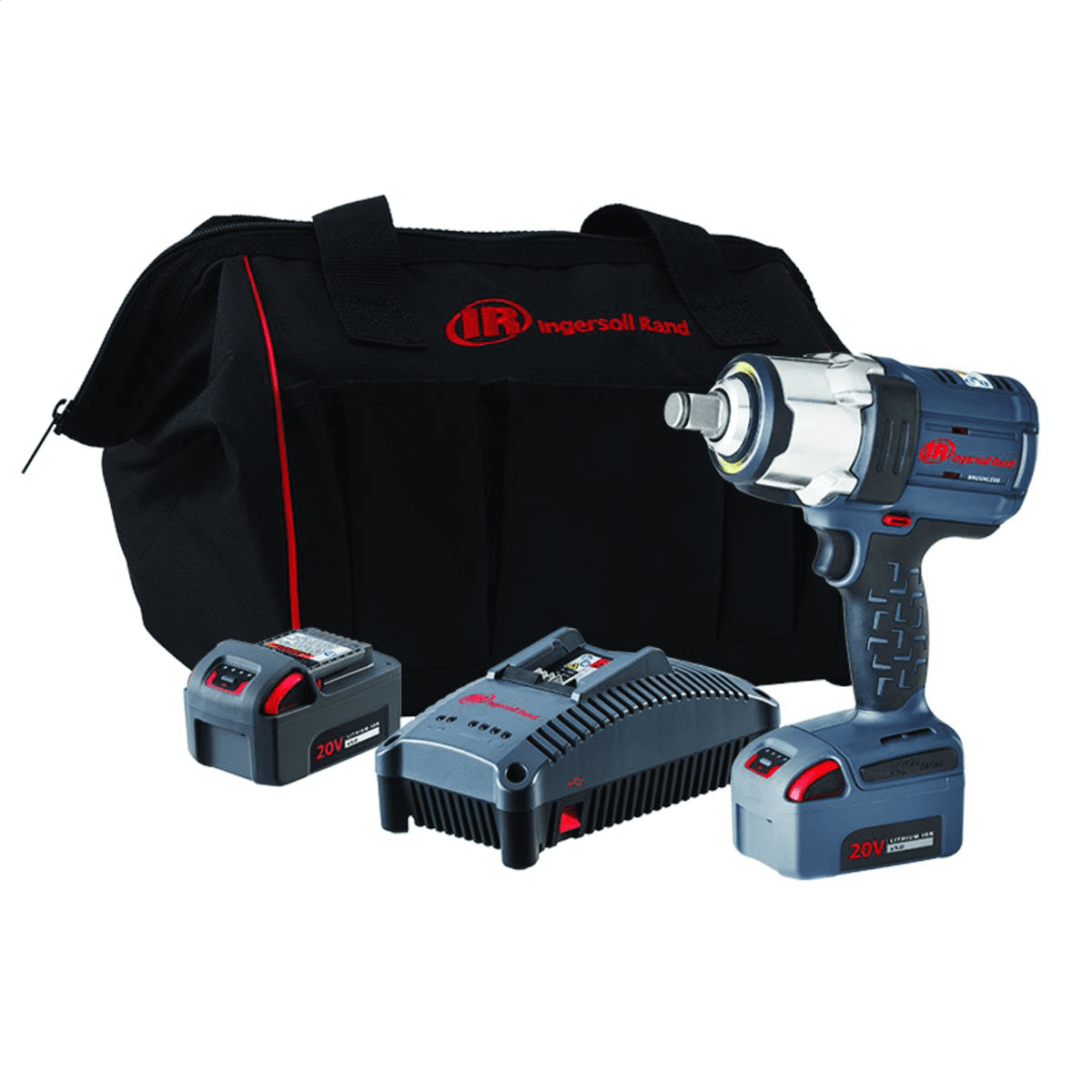 Ingersoll Rand 20V High-torque 3/4" Cordless Impact Wrench Kit, 1500 ft-lbs Nut-busting Torque, 2 Batteries and Charger