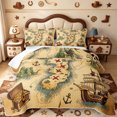 thumbnail image 2 of meiyoeat Classic Treasure Map Quilt Full,Pirate Ship Anchor Full Bedspread Sets For Boys,Beige Brown,3 Pieces,1 Coverlet and 2 Pillowcases, 2 of 7