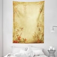 thumbnail image 1 of Bamboo Tapestry, Bamboo Stems and Blooming Flower Antique Grunge Background Oriental Artwork, Wall Hanging for Bedroom Living Room Dorm Decor, 60W X 80L Inches, Mustard Vermillion, by Ambesonne, 1 of 2