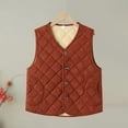 thumbnail image 3 of CUZIBR Fall Sweater For Women Quilted Vest Thickened Warm Sleeveless Button Down Jacket Solid Color V-Neck Casual Waistcoat With Pockets Fall Fashion Outfit,Orange,Xxxxl, 3 of 3