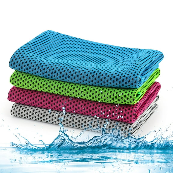 Luxtrada Cooling Towel 4 Pack Instant Relief Microfiber Cool Towels Chilling Neck Wrap Ice Cold Rags/Scarf for Sports (4color,39.4*11.8in)