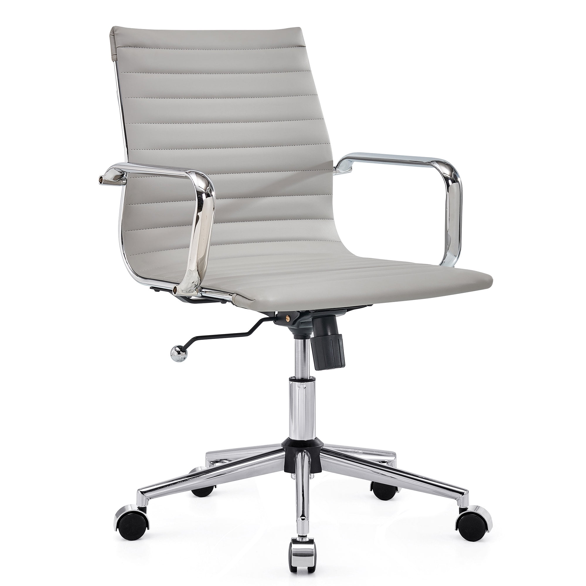 LUXMOD Mid Back Home Office Desk Chair Task Chair with Armrest Swivel Chair in Durable Vegan Leather Ergonomic Desk Chair for Extra Back and Lumbar Support Conference Room Chair