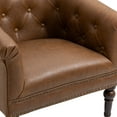 thumbnail image 3 of UIXE Brown Barrel Club Chair Modern Arm Accent Chair Comfy Faux Leather Upholstered Armchair, 3 of 6