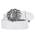 thumbnail image 1 of Ceinture Classique à Motif Large en Relief 110cm Boucle en Forme de Fleur pour Femmes (Blanc), 1 of 7